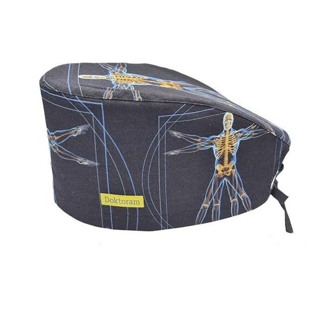 Doktoram Unisex Medical Scrubs Cap Head Cover - Black - Davinci - One Size